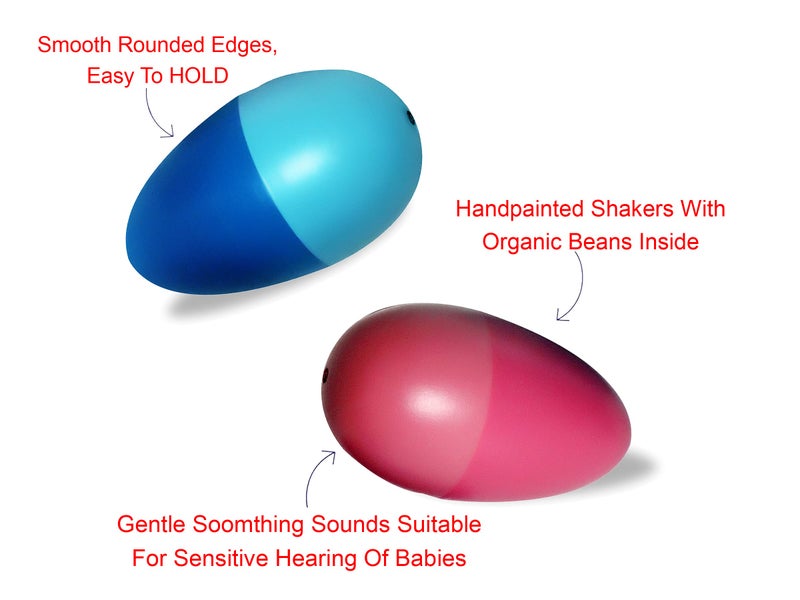 VParents Wooden Egg Shakers Rattle Non Toxic Organic for New Born Baby and Infants (0 Years+) (Pack of 2)(Pink Blue) - Image 2