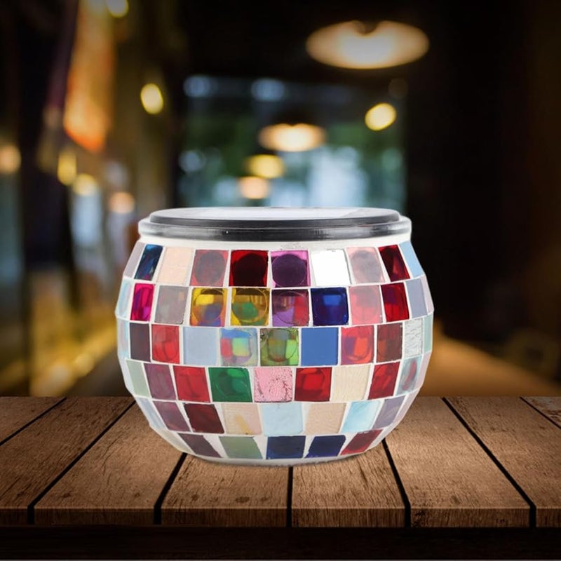 فانوس زجاجي فسيفسائي يعمل بالطاقة الشمسية، أضواء زخرفية خارجية للحديقة والشرفة والفناء وحفلات الزفاف - Image 4