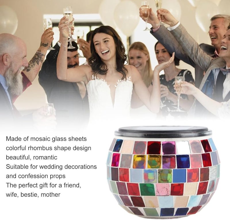 فانوس زجاجي فسيفسائي يعمل بالطاقة الشمسية، أضواء زخرفية خارجية للحديقة والشرفة والفناء وحفلات الزفاف - Image 3