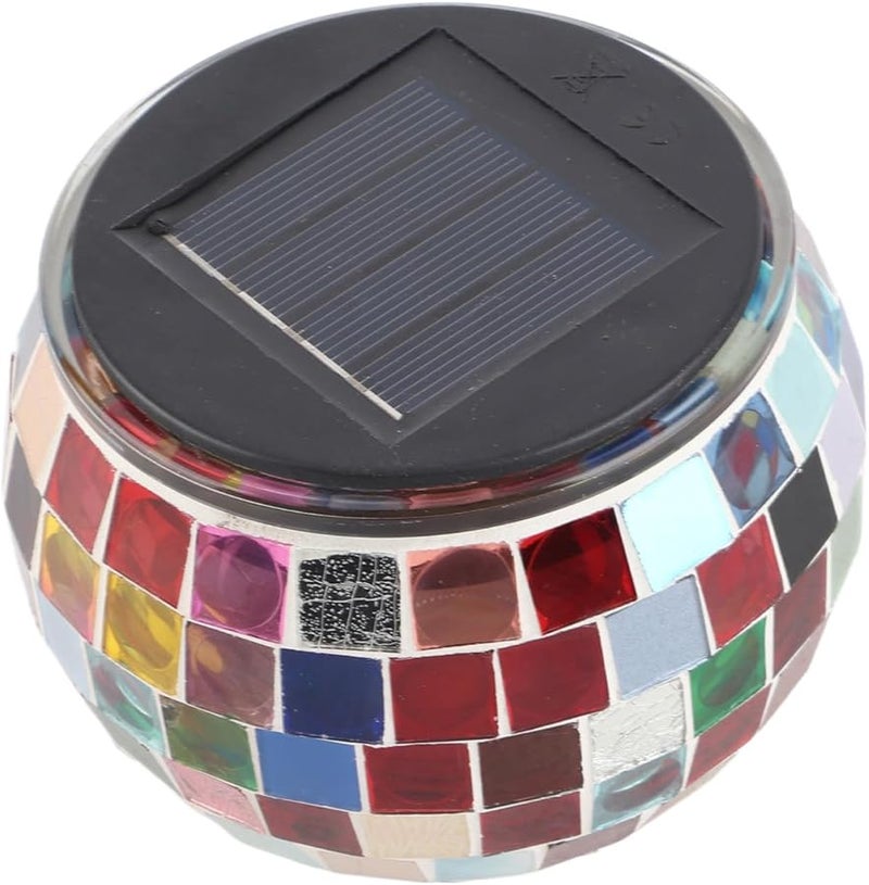 فانوس زجاجي فسيفسائي يعمل بالطاقة الشمسية، أضواء زخرفية خارجية للحديقة والشرفة والفناء وحفلات الزفاف - Image 2