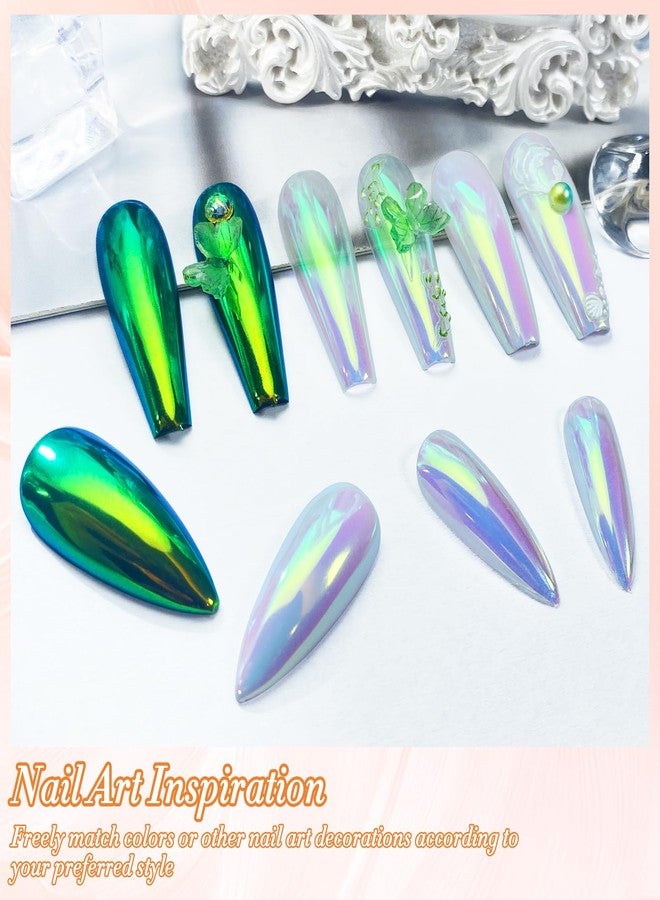 FNNZ Unicorn Chrome Nail Powder, Aurora Unichrome Mermaid Aurora Nail Powder Pigment Pearlescent Nail Art Glitter Decoration for Home DIY Nail Salon Manicure - Summer Firefly - Image 4