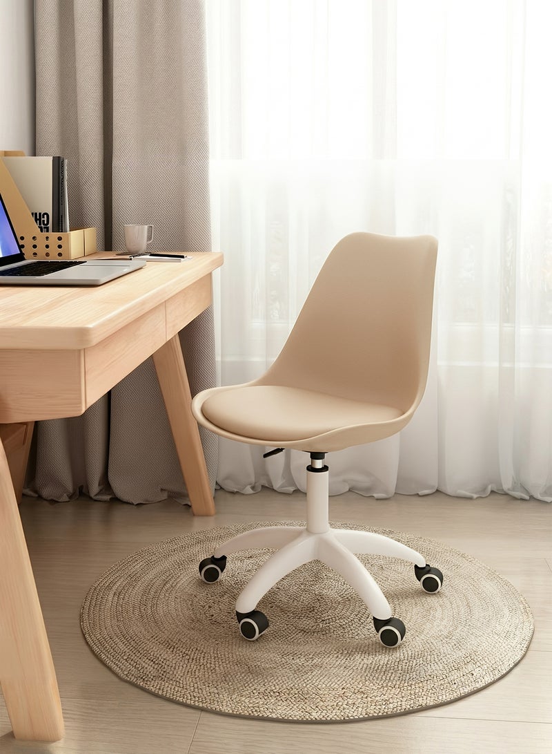 Taimi Ergonomic Armless Desk Chair, Adjustable Height Office Chair, Wheeled Computer Chair with Padded Seat and 360° Swivel - Beige - Image 1