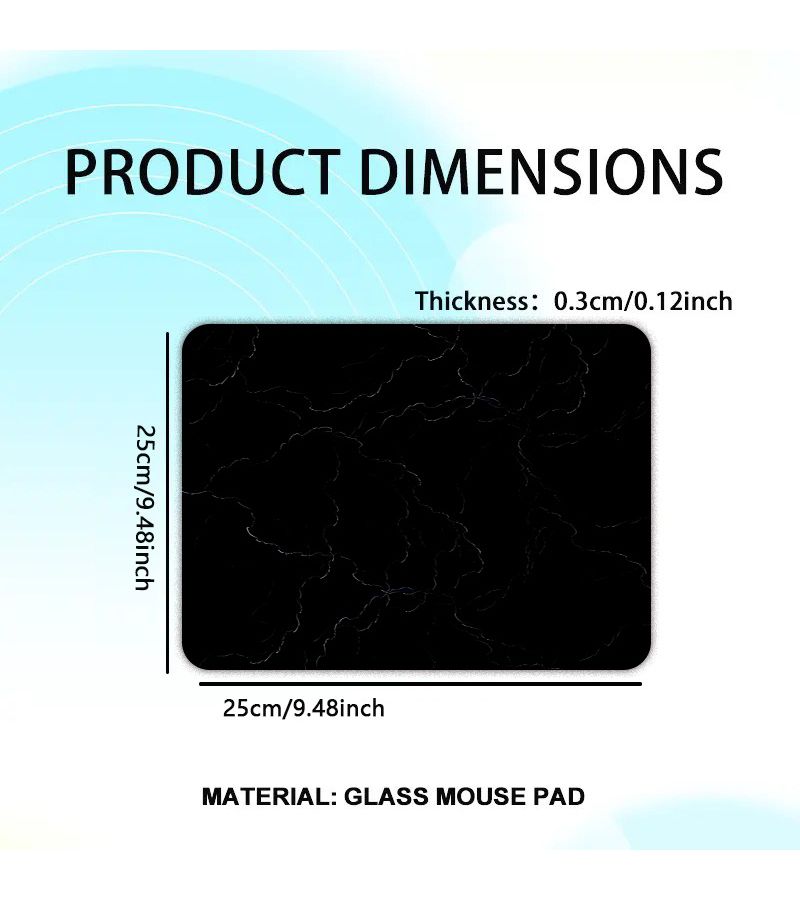 Crystal Glass Mouse Pad 25x25cm Zero Resistance Nano Coating - Image 5