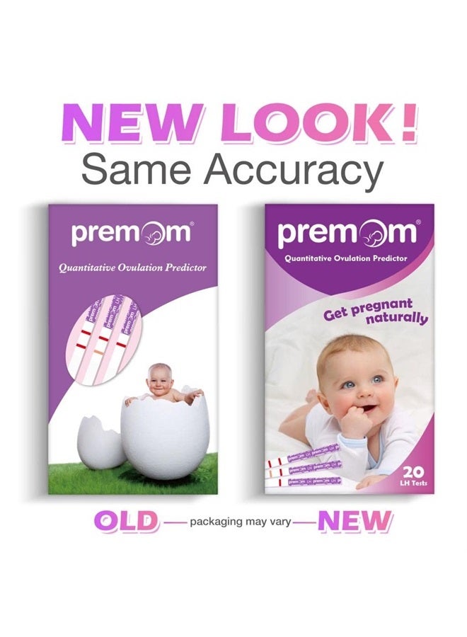 Premom شرائط اختبار التبويض الكمي، مجموعة التنبؤ بالتبويض مع تطبيق قارئ التبويض الرقمي الذكي، اختبارات التبويض الرقمية، 20 اختبار هرمون ملوتن - Image 2