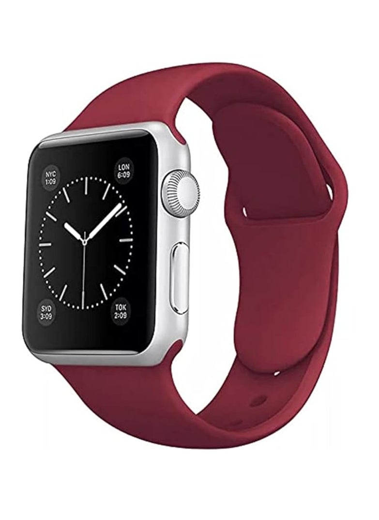 ten.tech - Ten Tech Silicone Sport Band for Apple Watch Ultra/Ultra 2 49mm 45mm 44mm 42mm, Waterproof Soft Silicone Sports Band for iWatch Ultra SE 8/7/6/5/4/3/2/1, Wine Red - Image 1