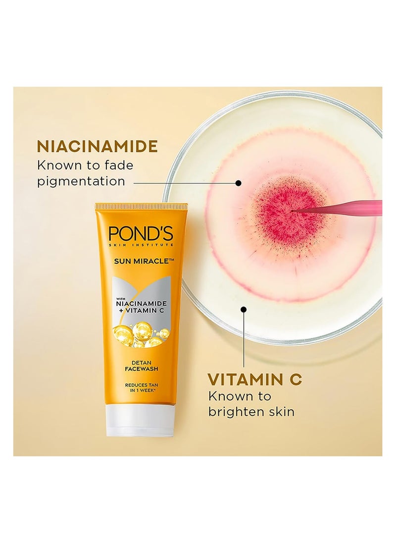 Pond's Pond's Detan Face Wash for Tan Removal in Just 7 Days | Contains Vitamin C and Niacinamide | Facewash for All Skin Types, 100gm  - Image 3