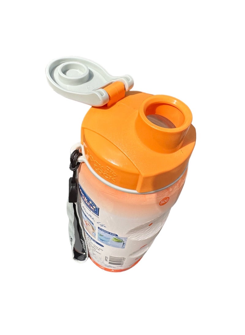 LOCK & LOCK LocknLock 500ml Color Sports Handy Bottle - Orange, Collapsible, Lightweight, with Wrist Strap and Quick-Access Top - Image 3