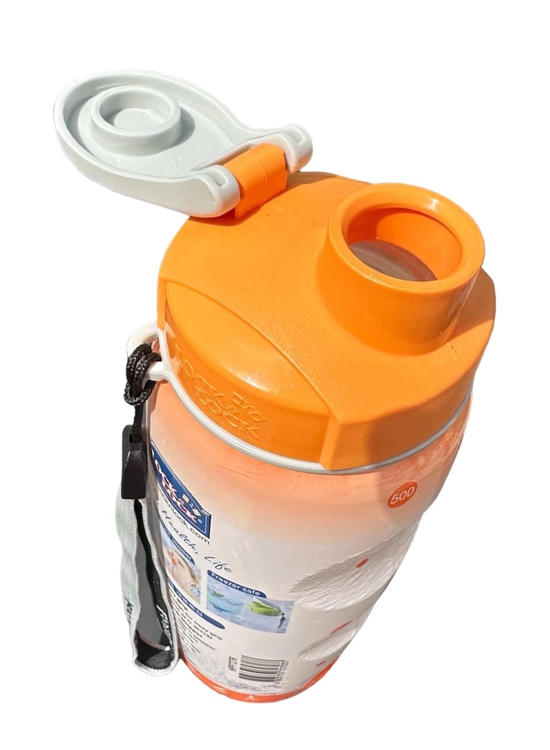 LOCK & LOCK LocknLock 500ml Color Sports Handy Bottle - Orange, Collapsible, Lightweight, with Wrist Strap and Quick-Access Top - Image 5