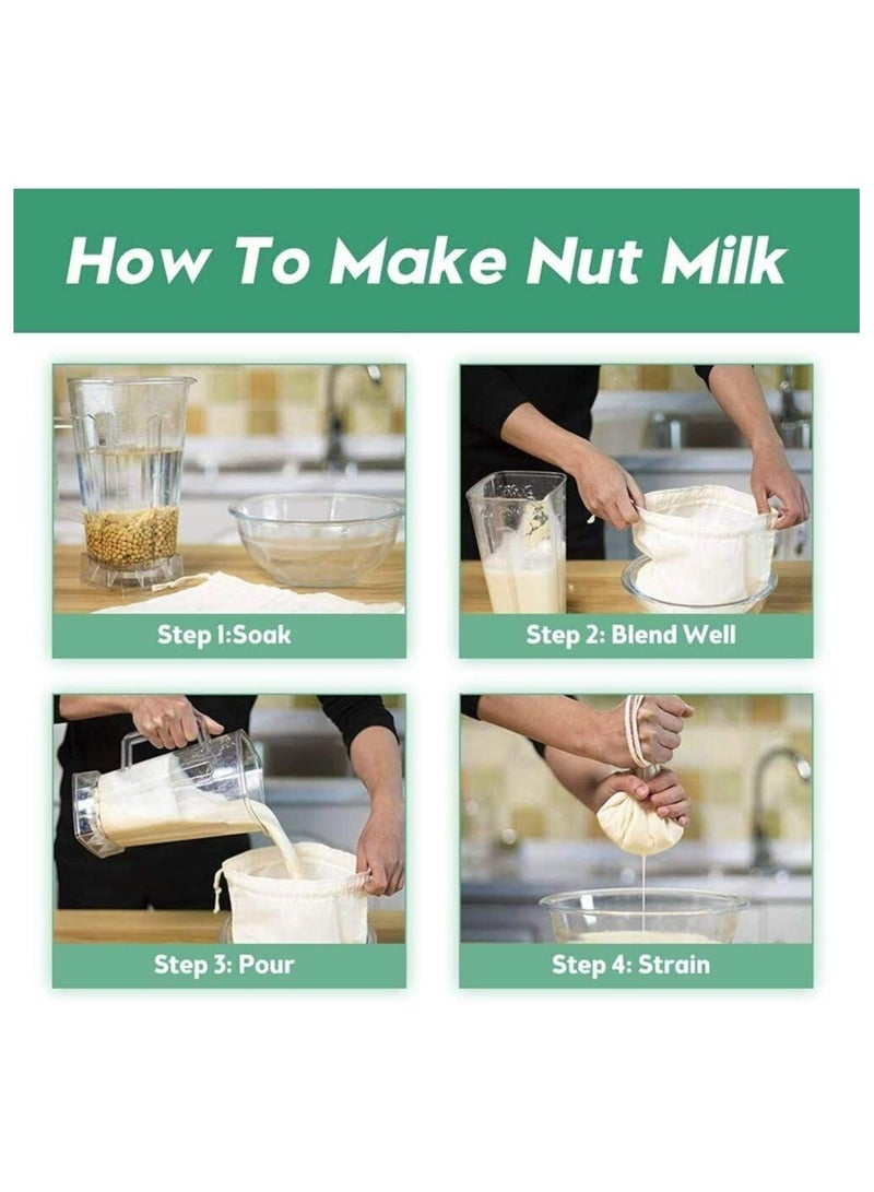 هاهاهاي 5 قطع أكياس تصفية حليب الجوز الغذاء الصف ، 200 ميكرون 20 * 30CM كيس شبكة غرامة لتصفية الحليب والقهوة والعصائر والشاي - Image 4