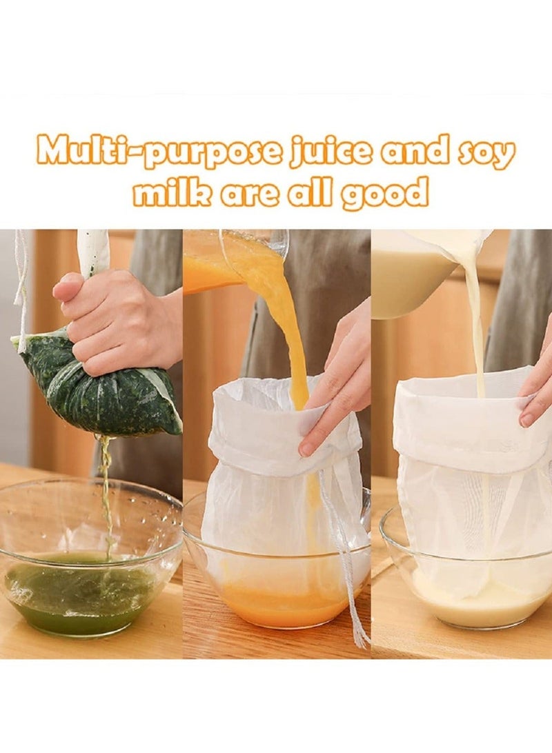 هاهاهاي 5 قطع أكياس تصفية حليب الجوز الغذاء الصف ، 200 ميكرون 20 * 30CM كيس شبكة غرامة لتصفية الحليب والقهوة والعصائر والشاي - Image 3