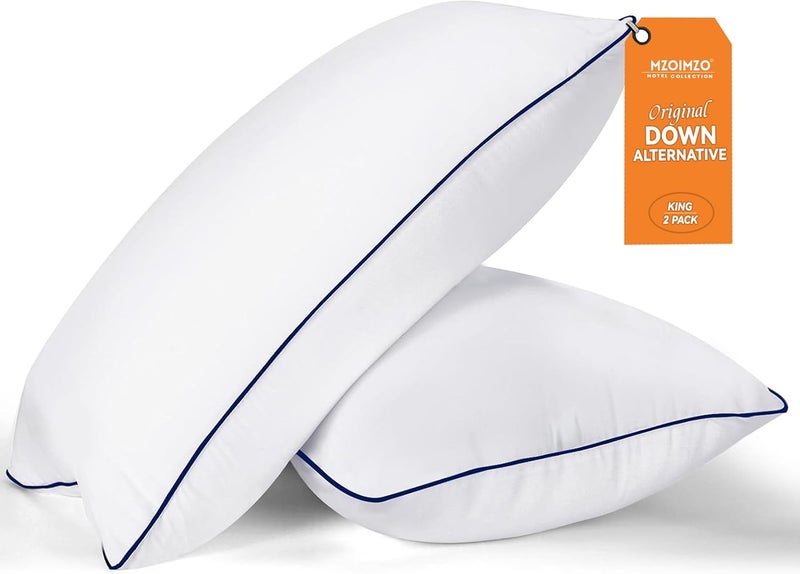 MZOIMZO Bed Pillows for Sleeping- King Size, Set of 2, Cooling Hotel Quality with Premium Soft Down Alternative Fill for Back, Stomach or Side Sleepers - Image 1