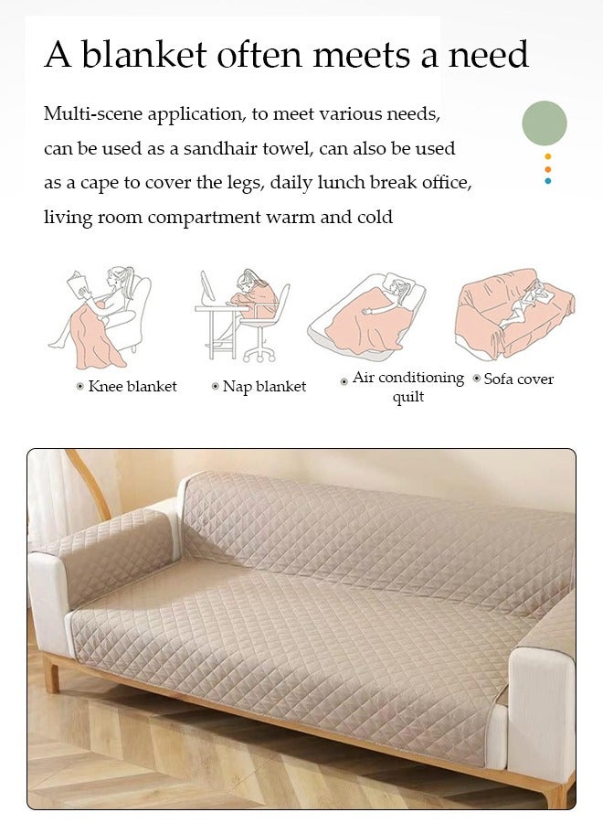 DUNISO Reversible Quilted Sofa Slipcover,Waterproof Non Slip Slipcover Furniture Protector,All Seasons Removable Washable Couch Cover with Elastic Straps,Suitable for Double Sofa, 130 * 196cm, Khaki - Image 4