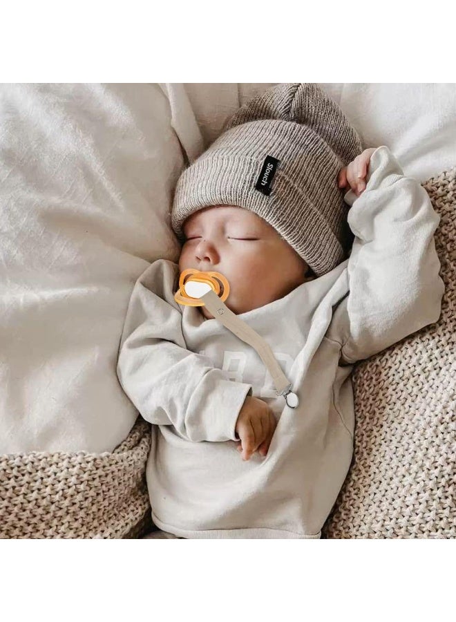 SUGEE Baby Pacifier Clip Leash Holder Unisex for 4 Pack Gift Set with Neutral Solid Colors ;Soft Linen Pacifier Clips ; Fabric Pacifier Strap with Clip Keeps Pacifiers & Teethers in Place - Image 5