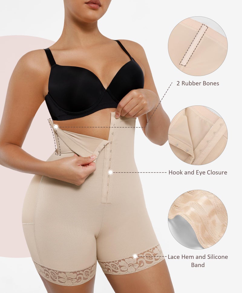 FeelinGirl Body Shaper Shorts Butt Lifter Shapewear Tummy Control Faja Shorts for Women Waist Shaper High-Rise Beige M - Image 4