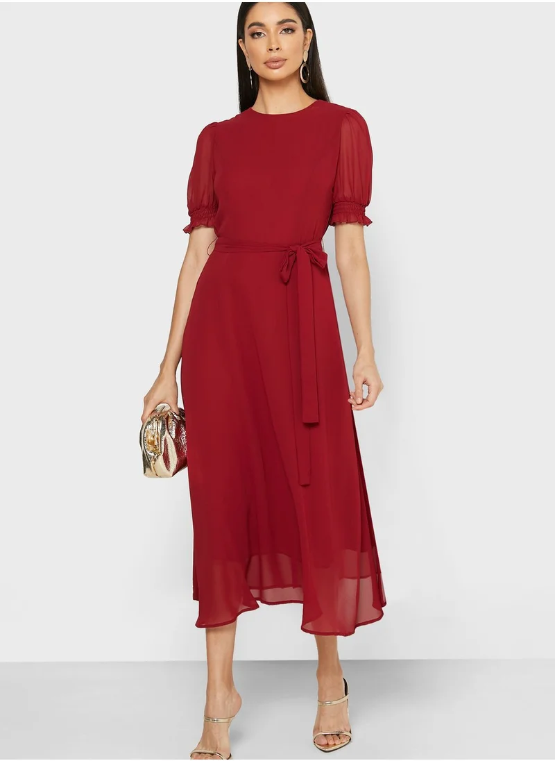 ELLA Puffed Sleeve Midi Dress