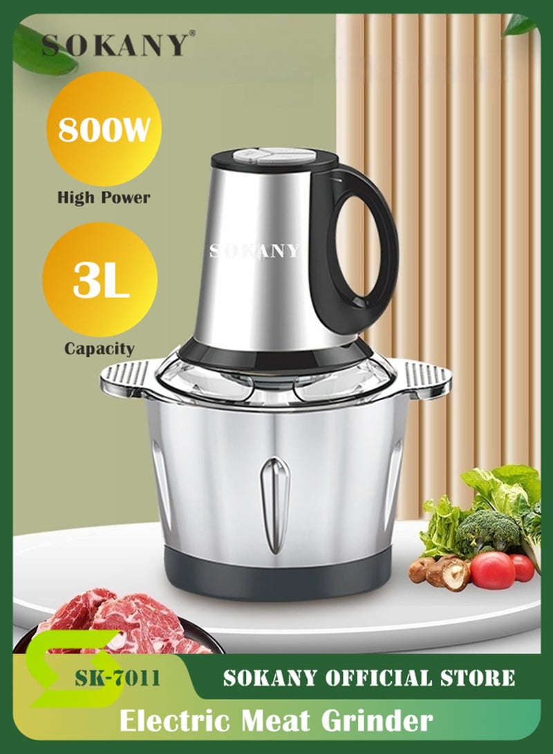 سوكاني مفرمة لحم ٣ لتر، ٣ سرعات، ٤ شفرات، ٨٠٠ واط، SK-7011 (أسود، فضي) - Image 1