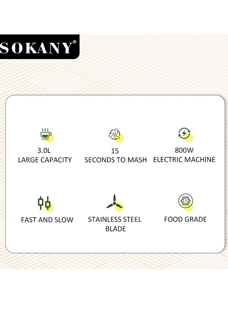سوكاني مفرمة لحم ٣ لتر، ٣ سرعات، ٤ شفرات، ٨٠٠ واط، SK-7011 (أسود، فضي) - Image 3