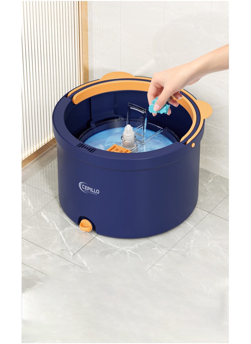CEPILLO - Easy Wring Spin Mop Set | 360° Square Flat Rotating Mop | Seperates Clean and Dirty Water | Extendable Handle | 2 Extra Microfiber Pads | All Kinds Of Floor Cleaning - BLUE CP613 - Image 1