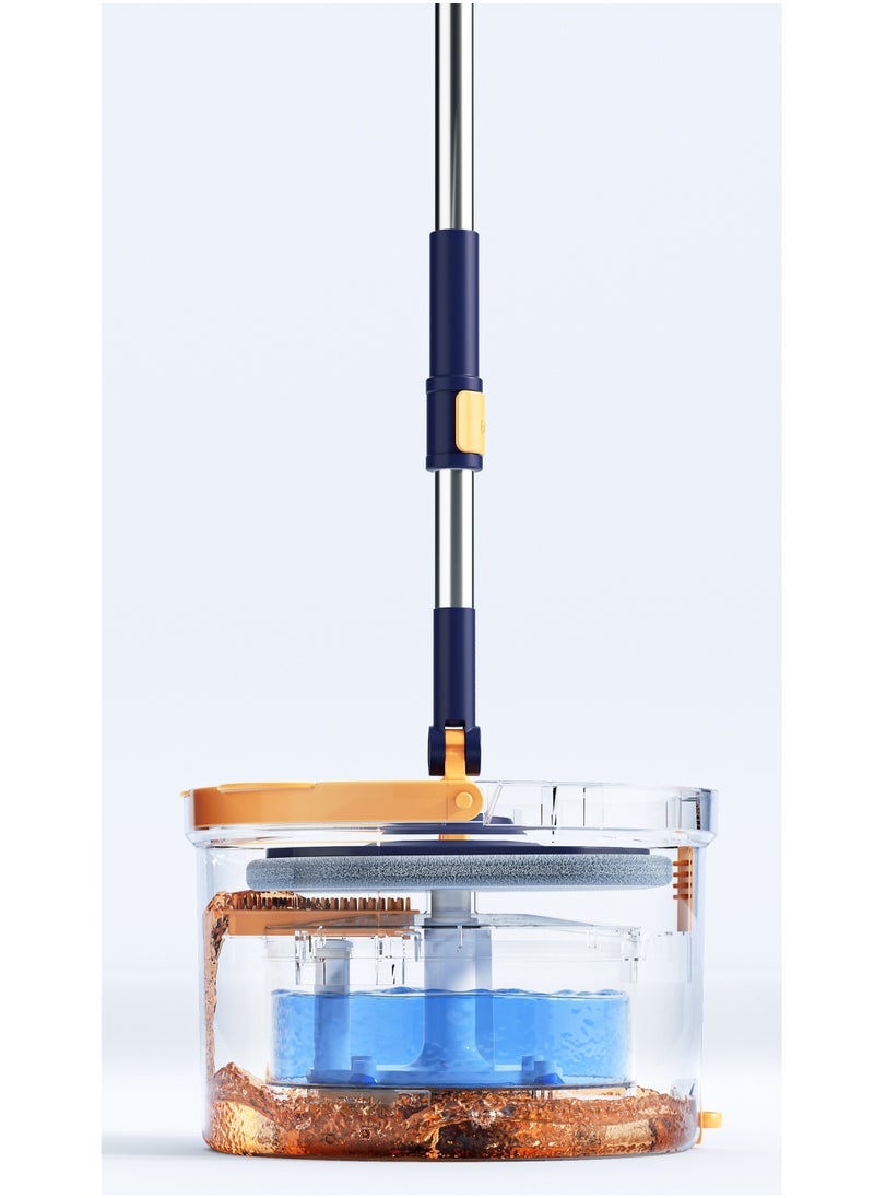 CEPILLO - Easy Wring Spin Mop Set | 360° Square Flat Rotating Mop | Seperates Clean and Dirty Water | Extendable Handle | 2 Extra Microfiber Pads | All Kinds Of Floor Cleaning - BLUE CP613 - Image 1