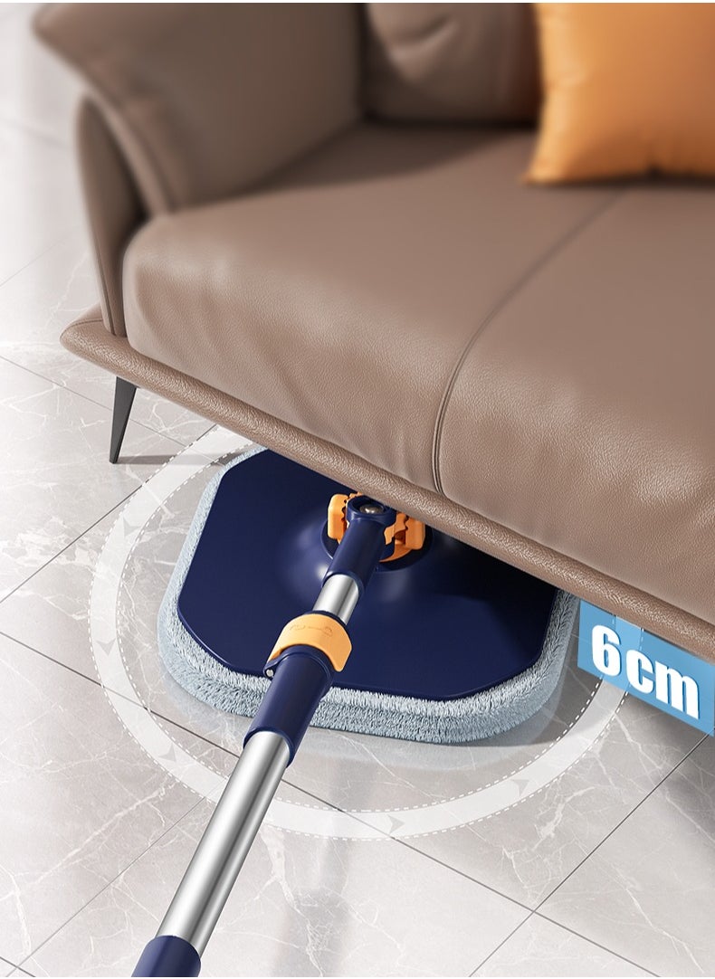 CEPILLO - Easy Wring Spin Mop Set | 360° Square Flat Rotating Mop | Seperates Clean and Dirty Water | Extendable Handle | 2 Extra Microfiber Pads | All Kinds Of Floor Cleaning - BLUE CP613 - Image 1