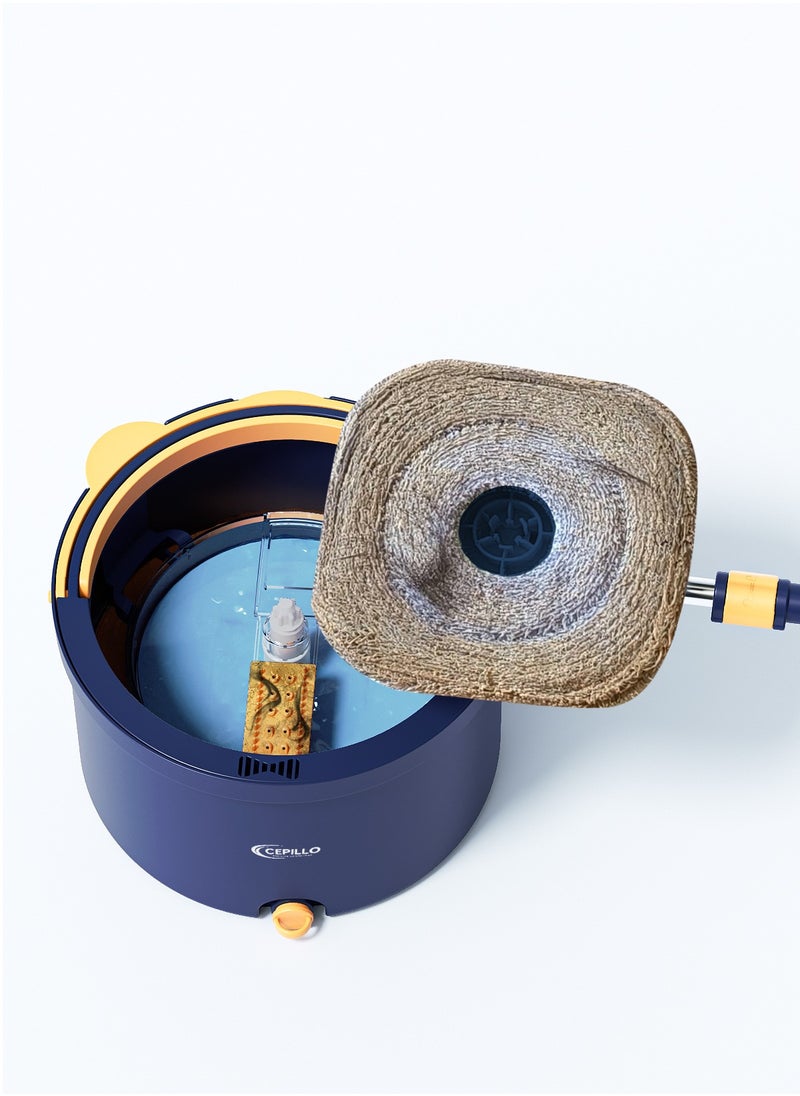 CEPILLO - Easy Wring Spin Mop Set | 360° Square Flat Rotating Mop | Seperates Clean and Dirty Water | Extendable Handle | 2 Extra Microfiber Pads | All Kinds Of Floor Cleaning - BLUE CP613 - Image 1