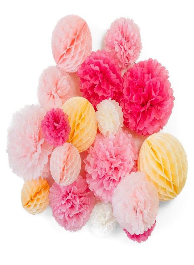 PapaKit Deluxe Origami Large Wall Decoration Set (Assorted Paper Fans & Pom-poms) Birthday Party Baby Shower Wedding Event Decor | Creative Art Design (Sparking Pink Rose Blush, Deluxe 26 Piece Set) - Image 4