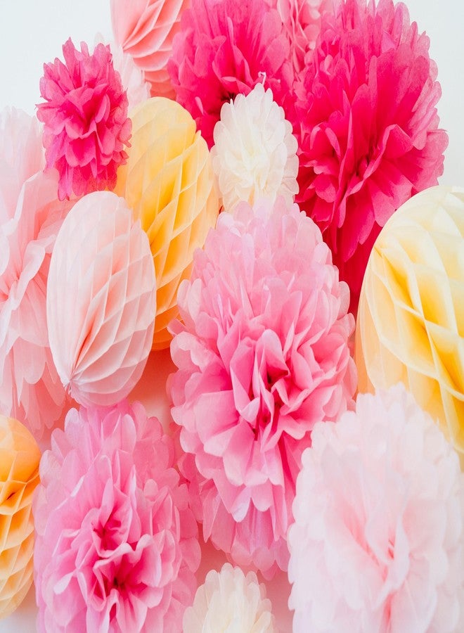 PapaKit Deluxe Origami Large Wall Decoration Set (Assorted Paper Fans & Pom-poms) Birthday Party Baby Shower Wedding Event Decor | Creative Art Design (Sparking Pink Rose Blush, Deluxe 26 Piece Set) - Image 5