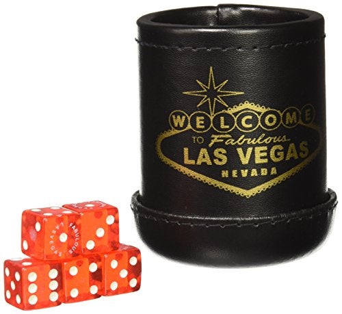 CHH Black Deluxe Welcome To Las Vegas Dice Cup with 5 Standard Dice - Image 1