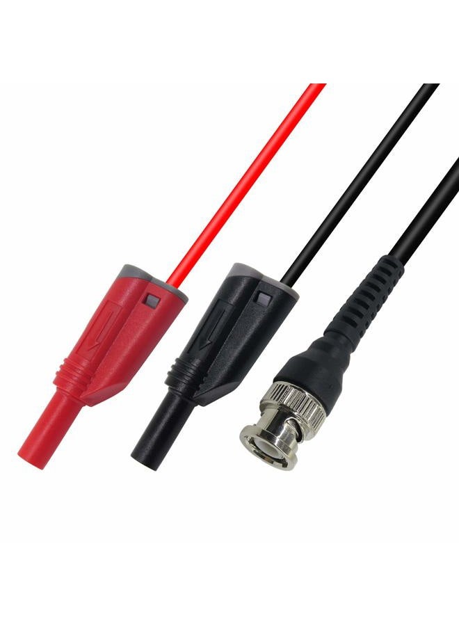 Amadget Coaxial Cable BNC Male to Dual 4mm Banana Plug Stackable Test Lead Probe for Oscilloscope 120CM - Image 3