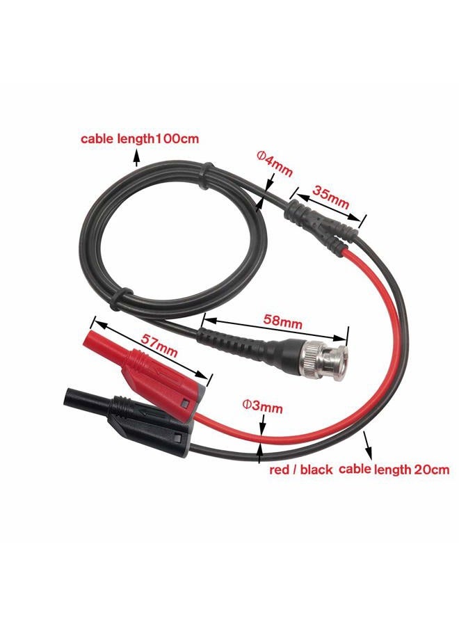 Amadget Coaxial Cable BNC Male to Dual 4mm Banana Plug Stackable Test Lead Probe for Oscilloscope 120CM - Image 2