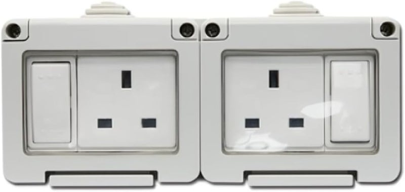 Royal Apex Outdoor Waterproof Weatherproof Switch Socket IP55 Grey (DOUBLE SOCKET UK-13A) - Image 1