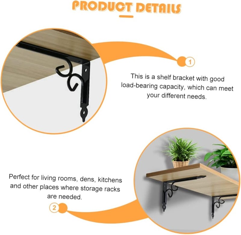 Jojofuny Heavy Duty Floating Shelf Brackets Iron Triangle Mount For Storage 6 Inch - Image 3