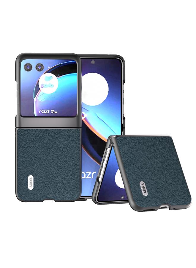 اس-توب جراب لهاتف Motorola Razr 40 Ultra مصنوع من جلد أصلي من ABEEL + جراب من نسيج الليتشي PC - Image 1