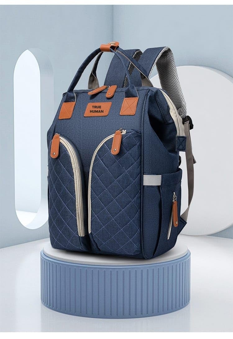 TRUE HUMAN Designer Ultra Premium Multipurpose Diaper Bag, Baby Bags, Anti Theft, Maternity Bag, Baby shower gift, Nappy Bag Mothers Bags (Blue light) - Image 3
