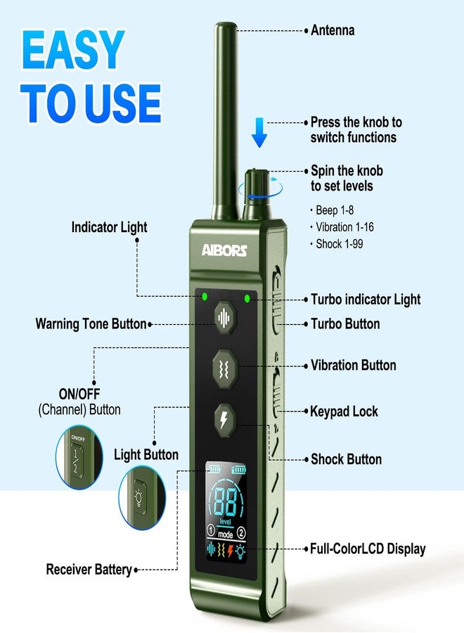 AIBORS Dog Shock Collar - 4300FT Dog Training Collar with Remote,Shock-Lock,Light for Night Walks, Innovative IPX7 Waterproof with 4 Training Modes, Rechargeable E-Collar for 8-150 LBS - Image 5