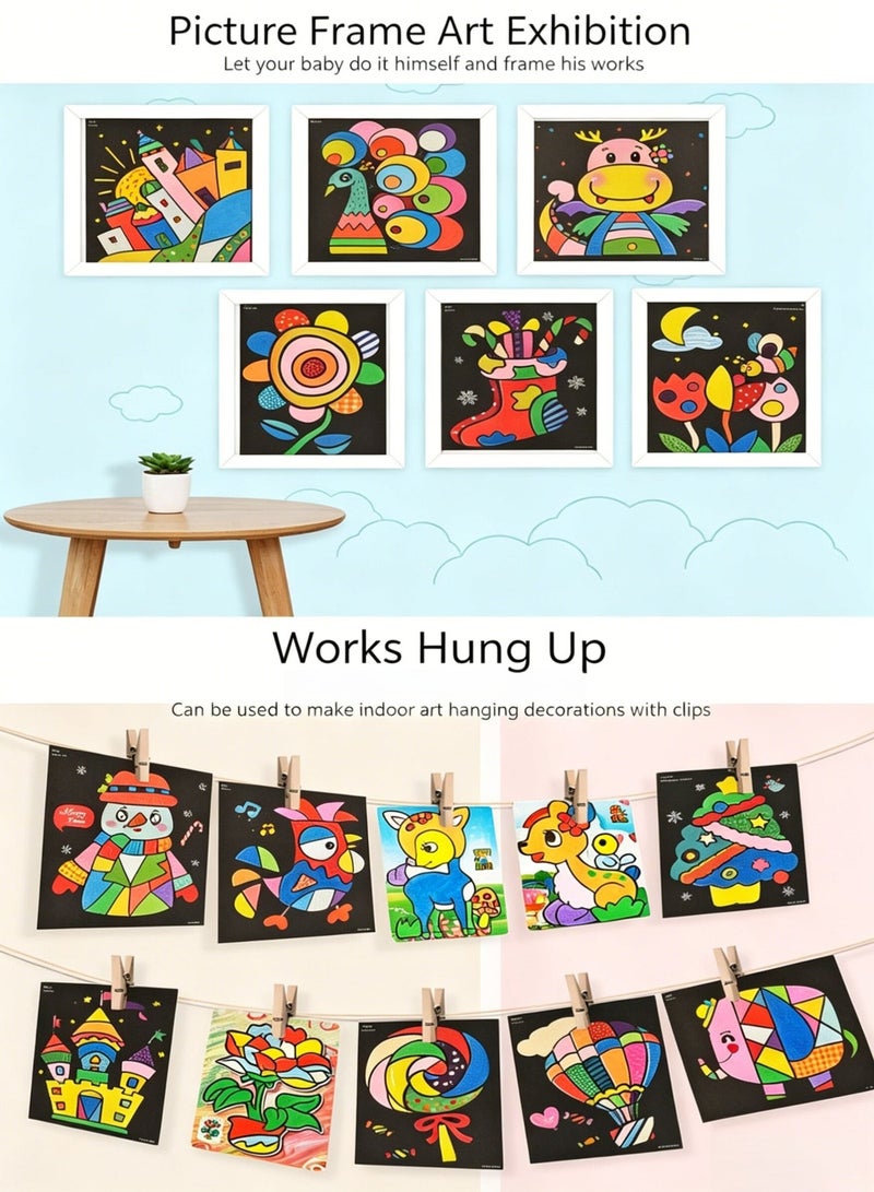 Joudiplay Children’s coloured sand art set, bottle-style shake-and-create sand art set, creative DIY sand art craft set for toddlers, complete DIY sand art kit including 12 colours of sand, 12 picture sheets and a sand tray, animal theme - Image 4
