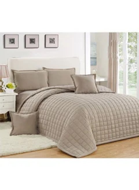 4-Piece Compressed Comforter Set microfiber Beige Single Size