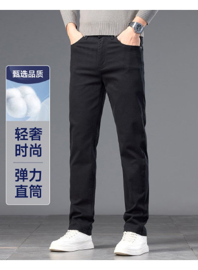 Fapai Men's Jeans Cotton Stretch Comfortable Skin-friendly Casual Straight Leg Daily Commuter Youth Trousers - Image 1