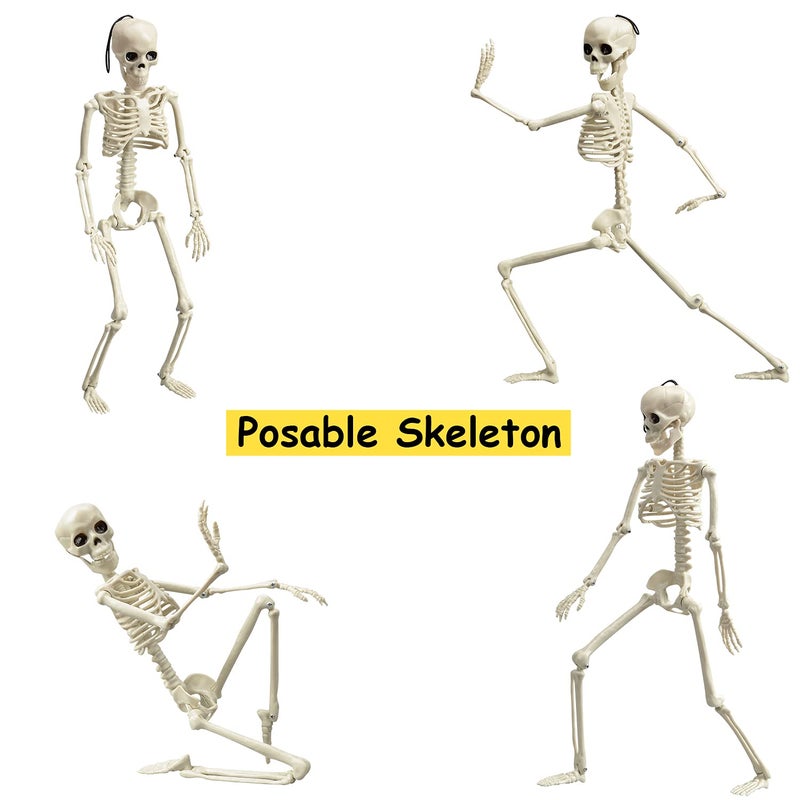 XONOR 16â€ Posable Halloween Skeleton- Full Body Halloween Skeleton with Movable Joints for Haunted House Props Decorations (10pcs) - Image 4