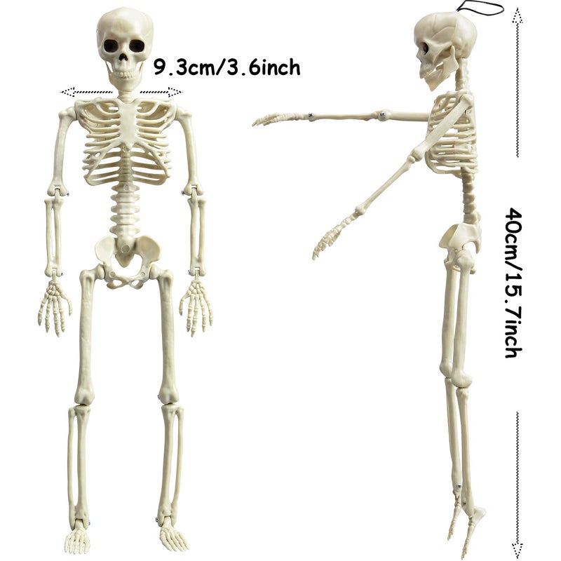 XONOR 16â€ Posable Halloween Skeleton- Full Body Halloween Skeleton with Movable Joints for Haunted House Props Decorations (10pcs) - Image 2