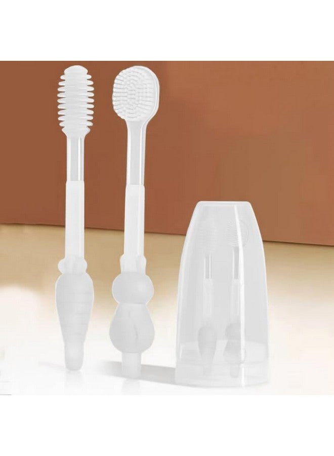 StarAndDaisy Baby Baby Manual Toothbrush And Baby Tongue Cleaner For Toddler Oral Care, Soft Silicone Toothbrush. (White), 1 Count - Image 1