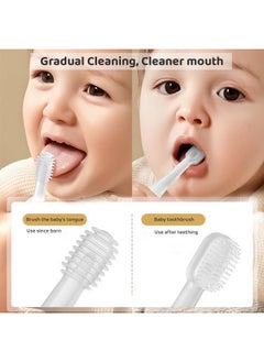 StarAndDaisy Baby Baby Manual Toothbrush And Baby Tongue Cleaner For Toddler Oral Care, Soft Silicone Toothbrush. (White), 1 Count  - Image 2