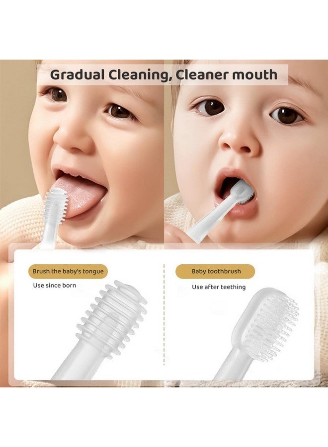 StarAndDaisy Baby Baby Manual Toothbrush And Baby Tongue Cleaner For Toddler Oral Care, Soft Silicone Toothbrush. (White), 1 Count - Image 2