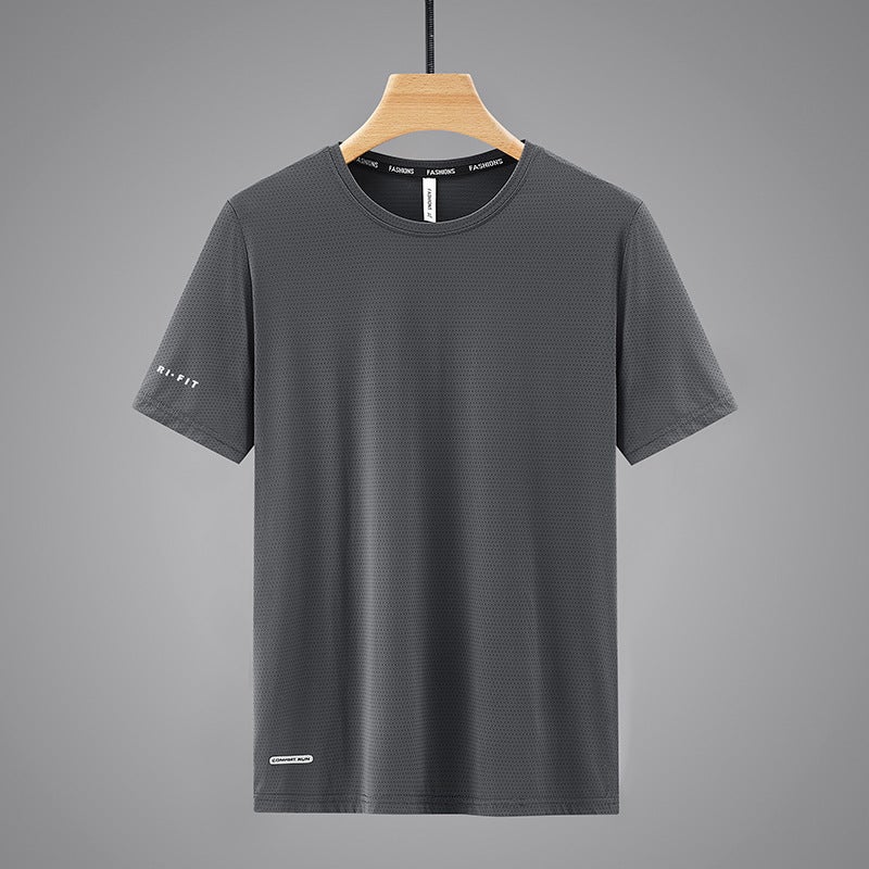 Ice Silk Short-sleeved T-shirt Men's Mercerized Cotton Thin Trendy Casual Quick-drying Couple's T-shirt Fixed Printing Advertising logo Group t - Image 1