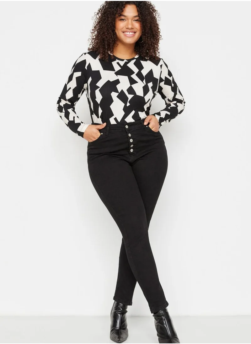 ترينديول كيرف Front Button Skinny Jeans