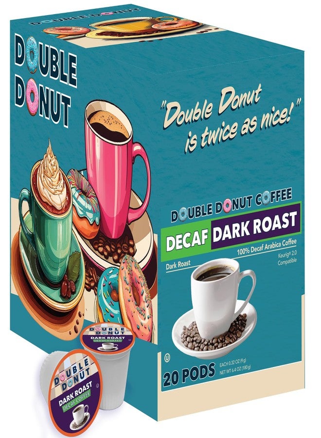 Double Donut Coffee Decaf Dark Roast Coffee Pods, Extra Bold Blend Coffee, Compatible with Keurig K Cups Brewers, 20 Count - Image 3