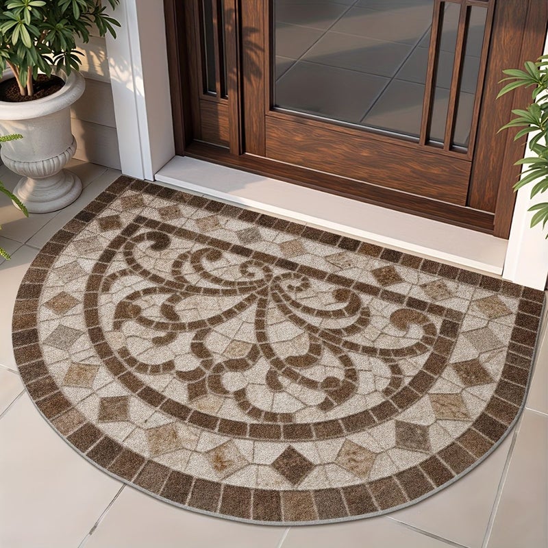 Non Slip Semi Circle Entry Rug 40x60cm Marble Design for Door - Image 5