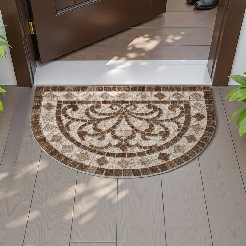 Non Slip Semi Circle Entry Rug 40x60cm Marble Design for Door - Image 2