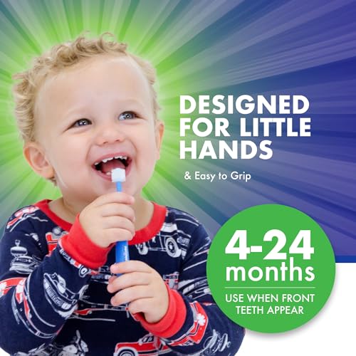 Brilliant فرشاة أسنان للأطفال Brilliant Oral Care مع شعيرات ناعمة ورأس دائري، معتمدة للأطفال الصغار، سهلة الاستخدام لتنظيف الفم من جميع الجوانب، للأعمار من 0-2 سنة، باللون الأزرق النعناعي والأصفر، 3 عبوات - Image 3