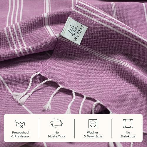 WETCAT Turkish Beach Towel Oversized (38"x71") 100% Turkish Cotton, Made in Turkey - Sand Free, Extra Large, Ultra Soft, Quick Drying, Compact & Lightweight for Travel - Purple - Image 5